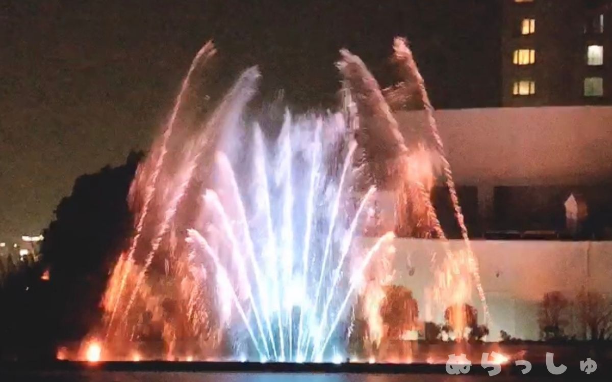 杉乃井ホテルの噴水ショーの写真