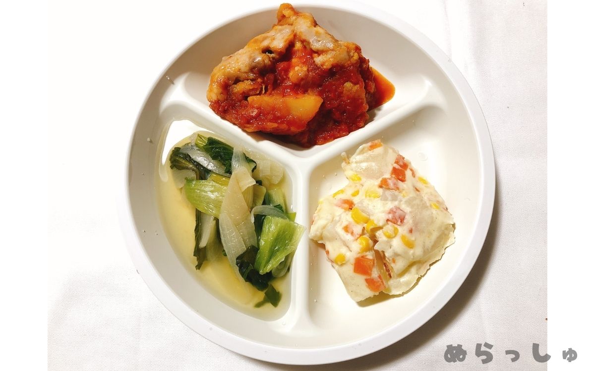解凍後の桜島鶏のトマトカレーチャップセット